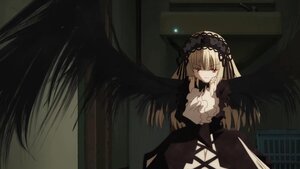 Rating: Safe Score: 0 Tags: 1girl black_ribbon black_wings dress feathered_wings frills hairband image long_hair long_sleeves looking_at_viewer red_eyes ribbon solo suigintou wings User: admin