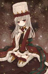 Rating: Safe Score: 0 Tags: 1girl blush dress flower fur_trim hat image lace long_hair red_eyes rose sitting solo suigintou thighhighs white_legwear User: admin