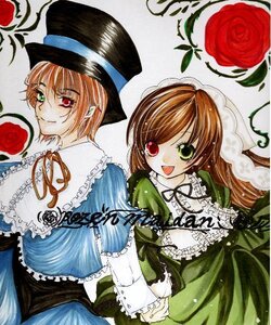 Rating: Safe Score: 0 Tags: 2girls :d brown_hair dress flower frills green_dress green_eyes hat heterochromia holding_hands image long_hair long_sleeves looking_at_viewer marker_(medium) multiple_girls open_mouth pair red_eyes rose short_hair siblings sisters smile souseiseki suiseiseki top_hat traditional_media twins User: admin