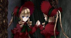 Rating: Safe Score: 0 Tags: 1girl auto_tagged blonde_hair blue_eyes bonnet bow bowtie dress drill_hair flower hat image long_hair long_sleeves looking_at_viewer red_dress rose shinku sitting solo twintails User: admin