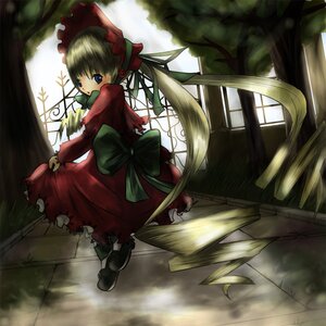 Rating: Safe Score: 0 Tags: 1girl black_footwear blonde_hair blue_eyes bonnet boots bow capelet dress full_body image long_hair long_sleeves looking_at_viewer looking_back red_dress shinku solo standing twintails very_long_hair User: admin