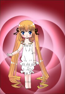 Rating: Safe Score: 0 Tags: 1girl bare_shoulders barefoot blonde_hair bloomers blue_eyes blush camisole doll_joints dress drill_hair full_body image joints long_hair looking_at_viewer shinku solo standing twintails underwear very_long_hair white_bloomers User: admin