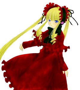 Rating: Safe Score: 0 Tags: 1girl blonde_hair blue_eyes bonnet bow dress drill_hair image long_hair long_sleeves looking_at_viewer red_dress rose shinku simple_background solo twin_drills twintails white_background User: admin