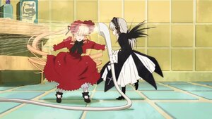 Rating: Safe Score: 0 Tags: 2girls blonde_hair closed_eyes dress drill_hair frills hairband image long_hair long_sleeves multiple_girls pair red_dress shinku shoes silver_hair suigintou twintails very_long_hair wings User: admin