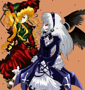 Rating: Safe Score: 0 Tags: 2girls black_wings blonde_hair blue_eyes bonnet dress feathers frills image long_hair long_sleeves multiple_girls pair red_dress shinku silver_hair suigintou wings User: admin