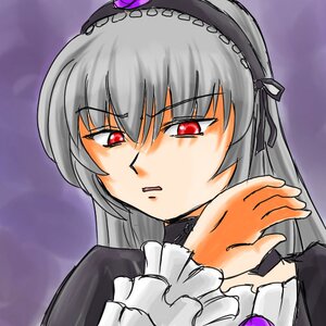 Rating: Safe Score: 0 Tags: 1girl dress flower frilled_sleeves frills hairband image lolita_hairband long_hair long_sleeves looking_at_viewer purple_background red_eyes rose silver_hair solo suigintou upper_body User: admin