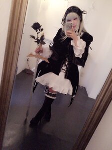 Rating: Safe Score: 0 Tags: black_hair boots dress flower long_sleeves mirror photo rose standing User: admin