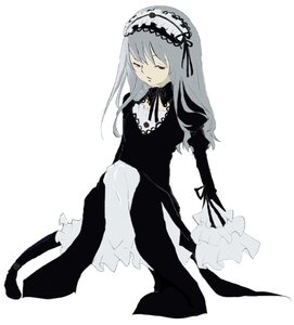 Rating: Safe Score: 0 Tags: 1girl black_dress black_ribbon dress expressionless frills full_body hairband image long_hair long_sleeves red_eyes ribbon silver_hair simple_background sitting solo suigintou white_background User: admin