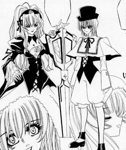 Rating: Safe Score: 0 Tags: 2girls blush dress frills greyscale hat image long_hair long_sleeves monochrome multiple_girls pair shinku shoes souseiseki standing suigintou very_long_hair User: admin