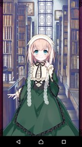 Rating: Safe Score: 0 Tags: 1girl bangs blush bookshelf dress eyebrows_visible_through_hair frills green_dress image long_sleeves looking_at_viewer ribbon smile solo standing suiseiseki User: admin