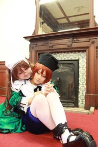 Rating: Safe Score: 0 Tags: 2girls brown_hair closed_eyes dress hat long_hair multiple_cosplay multiple_girls sisters sitting suiseiseki tagme User: admin