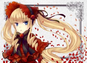 Rating: Safe Score: 0 Tags: 1girl blonde_hair blue_eyes bonnet bow drill_hair flower image long_hair looking_at_viewer petals red_flower red_rose rose rose_petals shinku solo twintails User: admin