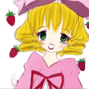 Rating: Safe Score: 0 Tags: 1girl bangs blonde_hair cherry food fruit green_eyes hat hina_ichigo hinaichigo holding_fruit image looking_at_viewer open_mouth ribbon short_hair simple_background smile solo strawberry watermelon white_background User: admin