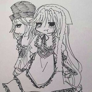 Rating: Safe Score: 0 Tags: 2girls blush chain dress frills greyscale hat image long_hair long_sleeves monochrome multiple_girls pair sisters souseiseki suiseiseki traditional_media very_long_hair User: admin