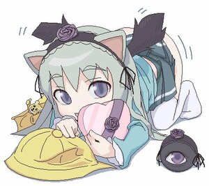 Rating: Safe Score: 0 Tags: 1girl animal_ears auto_tagged flower green_hair hatsune_miku image long_hair ribbon rose skirt solo striped suigintou tail thighhighs User: admin