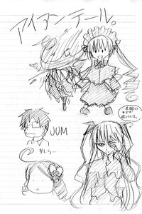 Rating: Safe Score: 0 Tags: 1boy chibi dress greyscale image long_hair long_sleeves monochrome multiple open_mouth shinku sketch tagme twintails very_long_hair User: admin