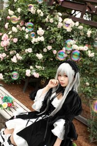 Rating: Safe Score: 0 Tags: 1girl 3d black_dress dress flower frills gothic_lolita hairband lips lolita_fashion long_hair long_sleeves sitting solo suigintou thighhighs white_hair User: admin