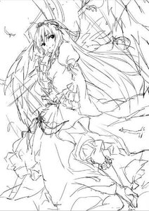 Rating: Safe Score: 0 Tags: 1girl auto_tagged dress frills greyscale hairband image long_hair long_sleeves looking_at_viewer monochrome puffy_sleeves sketch solo suigintou very_long_hair wings User: admin