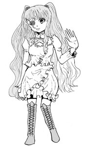 Rating: Safe Score: 0 Tags: 1girl boots cross-laced_footwear dress frills full_body greyscale hair_ornament image kirakishou knee_boots lace-up_boots long_hair looking_at_viewer monochrome short_sleeves smile solo standing two_side_up very_long_hair User: admin