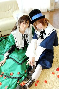 Rating: Safe Score: 0 Tags: 2girls blue_dress brown_eyes brown_hair dress green_dress hat long_hair long_sleeves multiple_cosplay multiple_girls ribbon short_hair siblings sisters sitting smile souseiseki suiseiseki tagme top_hat white_legwear User: admin