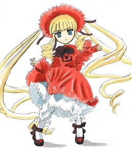 Rating: Safe Score: 0 Tags: 1girl bangs blonde_hair blue_eyes bonnet bow dress drill_hair frills full_body image long_hair long_sleeves looking_at_viewer red_dress shinku shoes simple_background solo standing twin_drills twintails very_long_hair white_background white_legwear User: admin