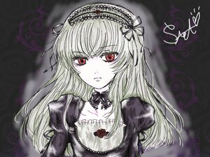 Rating: Safe Score: 0 Tags: 1girl black_dress detached_collar doll_joints dress flower hairband image joints juliet_sleeves lolita_fashion long_hair long_sleeves looking_at_viewer puffy_sleeves red_eyes ribbon rose silver_hair solo suigintou upper_body User: admin