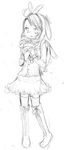 Rating: Safe Score: 0 Tags: 1girl boots bunny bunny_ears greyscale image kanaria knee_boots monochrome sketch skirt smile solo standing striped striped_legwear stuffed_bunny thighhighs User: admin