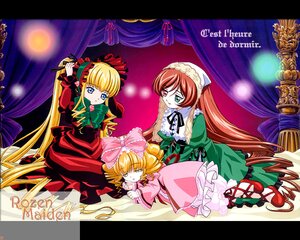 Rating: Safe Score: 0 Tags: 3girls blonde_hair blue_eyes bonnet bow closed_eyes copyright_name cup dress drill_hair frills green_dress hat image letterboxed long_hair long_sleeves looking_at_viewer multiple multiple_girls pink_bow red_dress red_eyes shinku sitting sleeping suiseiseki tagme twintails very_long_hair User: admin