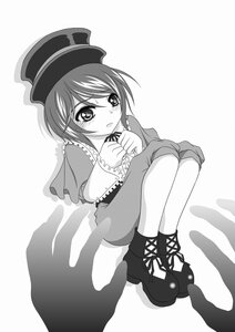 Rating: Safe Score: 0 Tags: 1girl blush boots capelet cross-laced_footwear eyebrows_visible_through_hair full_body greyscale hat image long_sleeves monochrome shadow short_hair socks solo souseiseki striped tears User: admin