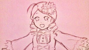 Rating: Safe Score: 0 Tags: 1girl :d bow drill_hair flower hair_flower hair_ornament image kanaria long_sleeves monochrome open_mouth pink_background smile solo tomoe_mami traditional_media twin_drills twintails upper_body User: admin