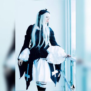 Rating: Safe Score: 0 Tags: 1girl black_dress dress frills gothic lips long_hair long_sleeves nail_polish solo standing suigintou white_hair User: admin