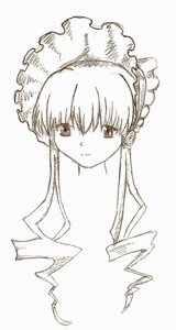 Rating: Safe Score: 0 Tags: 1girl bangs bonnet closed_mouth expressionless eyebrows_visible_through_hair image long_hair looking_at_viewer monochrome shinku simple_background solo striped upper_body white_background User: admin