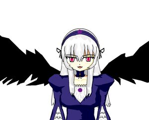 Rating: Safe Score: 0 Tags: 1girl :d black_wings blush breasts dress flower hairband image juliet_sleeves long_hair long_sleeves looking_at_viewer open_mouth pink_eyes rose silver_hair simple_background smile solo suigintou white_background wings User: admin