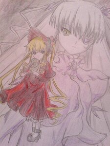 Rating: Safe Score: 0 Tags: 1girl barasuishou blonde_hair bow dress expressionless frills full_body image long_hair long_sleeves looking_at_viewer pair red_dress shinku shoes solo standing traditional_media twintails very_long_hair User: admin