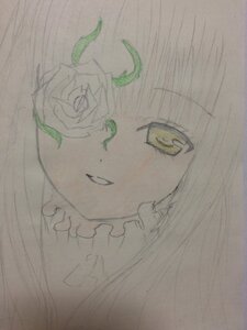 Rating: Safe Score: 0 Tags: 1girl bangs eyebrows_visible_through_hair face flower image kirakishou leaf long_hair looking_at_viewer rose simple_background smile solo traditional_media white_background yellow_eyes User: admin