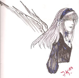 Rating: Safe Score: 0 Tags: 1girl bangs dress feathered_wings hairband image long_hair long_sleeves ribbon simple_background solo suigintou upper_body white_background wings User: admin