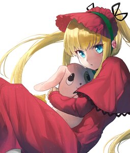 Rating: Safe Score: 0 Tags: 1girl bad_id bad_link bad_twitter_id blonde_hair blue_eyes bonnet capelet dog dress erubo eyebrows_visible_through_hair flower hairband image kunkun long_hair long_sleeves looking_at_viewer pink_flower pink_rose red_capelet red_dress rose rozen_maiden shinku simple_background solo stuffed_animal stuffed_dog twintails very_long_hair white_background User: admin