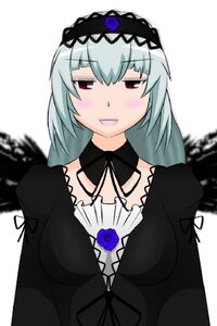 Rating: Safe Score: 0 Tags: 1girl black_dress blue_flower blurry blush dress flower hairband image lolita_fashion lolita_hairband long_hair long_sleeves looking_at_viewer open_mouth red_eyes rose silver_hair simple_background solo suigintou upper_body white_background wings User: admin