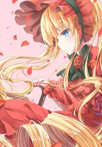 Rating: Safe Score: 0 Tags: 1girl bad_id bad_pixiv_id blonde_hair blue_eyes bonnet bow bowtie capelet dress flower hat image long_hair long_sleeves petals pink_background ponytail poppy_(poppykakaka) red_capelet red_dress red_flower red_rose rose rose_petals rozen_maiden shinku solo twintails very_long_hair User: admin