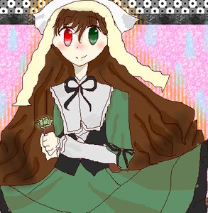 Rating: Safe Score: 0 Tags: 1girl black_ribbon blush brown_hair dress green_dress green_eyes heterochromia image long_hair long_sleeves looking_at_viewer red_eyes ribbon solo suiseiseki User: admin