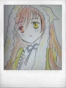 Rating: Safe Score: 0 Tags: 1girl bangs border braid dress eyebrows_visible_through_hair image long_hair looking_at_viewer photo red_eyes simple_background solo suiseiseki traditional_media twin_braids upper_body watercolor_(medium) yellow_eyes User: admin