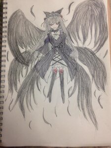 Rating: Safe Score: 0 Tags: 1girl animal_ears dress feathers flower image long_hair long_sleeves looking_at_viewer red_eyes rose smile solo suigintou traditional_media wings User: admin