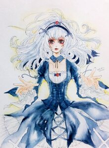 Rating: Safe Score: 0 Tags: 1girl breasts colored_pencil_(medium) dated dress flower frills gothic_lolita hairband image lolita_fashion long_hair long_sleeves looking_at_viewer marker_(medium) outstretched_hand rose signature solo suigintou traditional_media watercolor_(medium) User: admin