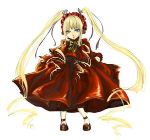 Rating: Safe Score: 0 Tags: 1girl blonde_hair blue_eyes bonnet bow bowtie dress full_body green_bow image long_hair long_sleeves looking_at_viewer red_dress shinku shoes simple_background solo twintails very_long_hair white_background User: admin