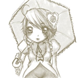 Rating: Safe Score: 0 Tags: 1girl dress flower greyscale image kanaria monochrome rose simple_background solo umbrella upper_body white_background User: admin