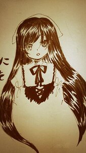 Rating: Safe Score: 0 Tags: 1girl :o bow dress image long_hair long_sleeves looking_at_viewer monochrome open_mouth reiuji_utsuho ribbon solo suiseiseki traditional_media very_long_hair wings User: admin