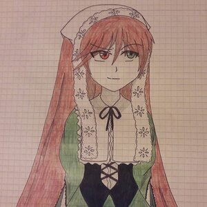 Rating: Safe Score: 0 Tags: 1girl dress frills green_dress hat head_scarf heterochromia image long_hair long_sleeves looking_at_viewer red_eyes smile solo suiseiseki upper_body User: admin