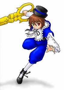 Rating: Safe Score: 0 Tags: 1girl brown_hair frills full_body green_eyes hat heterochromia image long_sleeves looking_at_viewer pants red_eyes ribbon short_hair solo souseiseki standing top_hat white_legwear User: admin