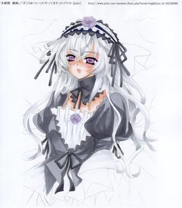 Rating: Safe Score: 0 Tags: 1girl auto_tagged black_ribbon blush detached_collar dress flower frills hairband image juliet_sleeves lolita_fashion lolita_hairband long_hair long_sleeves looking_at_viewer puffy_sleeves purple_eyes ribbon rose silver_hair solo suigintou User: admin