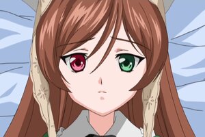 Rating: Safe Score: 0 Tags: 1girl bed brown_hair closed_mouth curtains green_eyes heterochromia image long_hair looking_at_viewer pillow solo suiseiseki User: admin